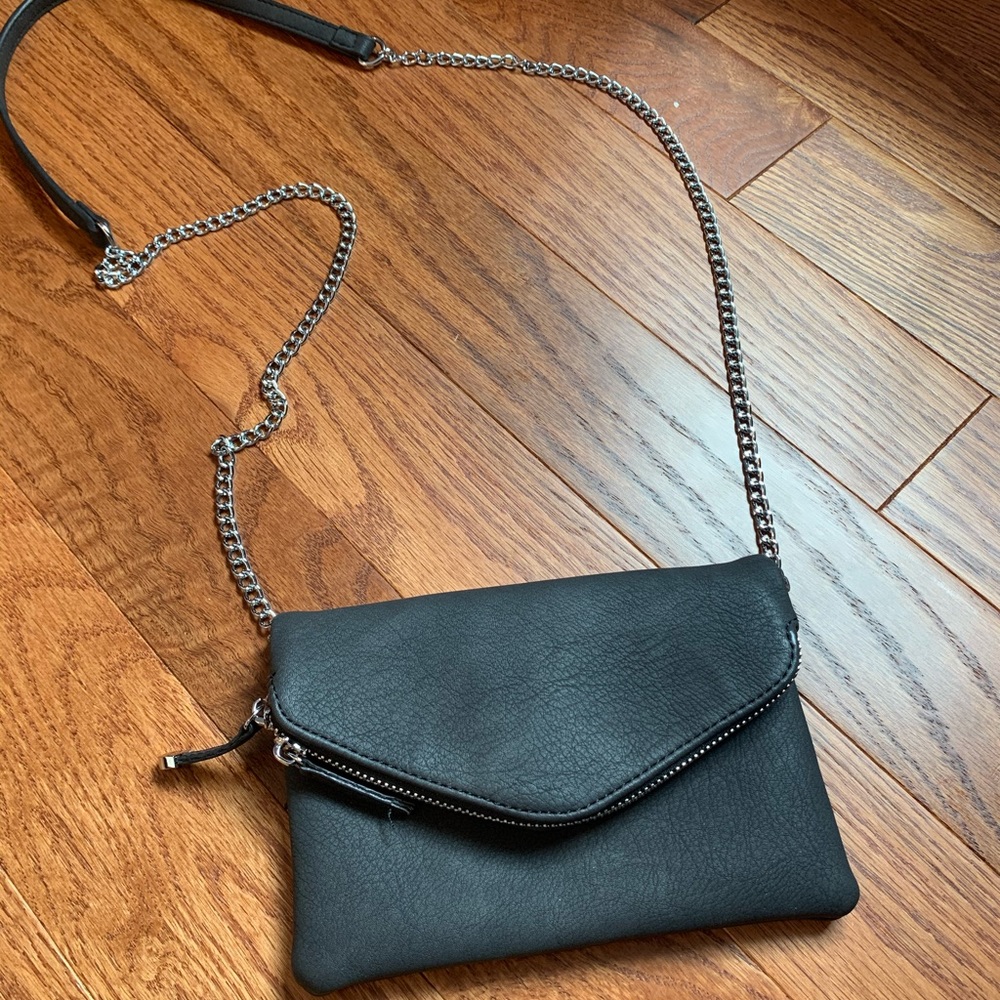 Black Small Purse with Silver Chain